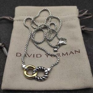David Yurman Silver and Gold Interlocking Necklace